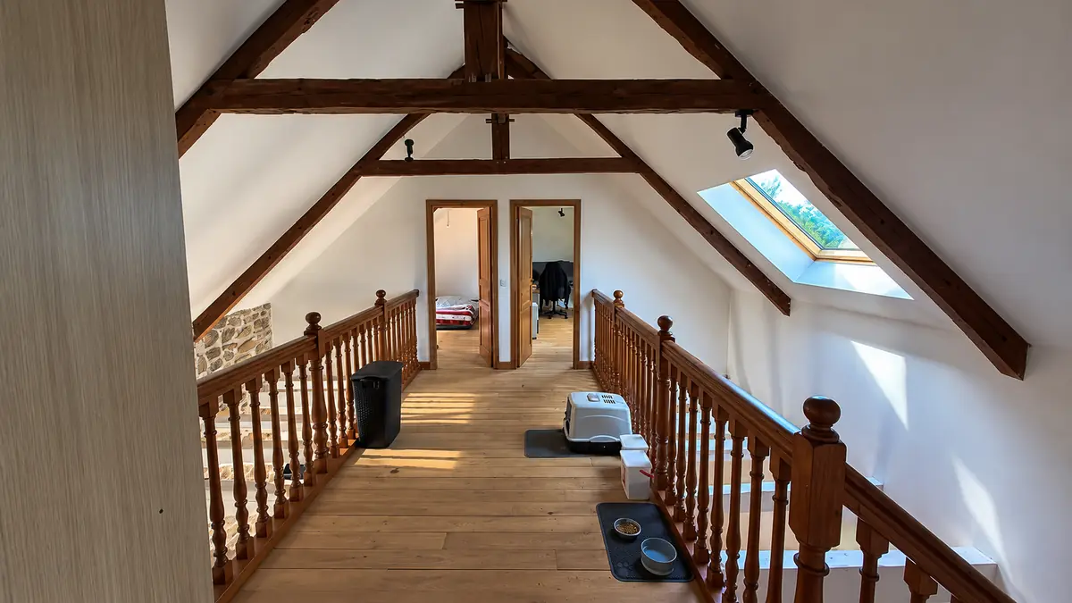 Mezzanine sous charpente avec velux